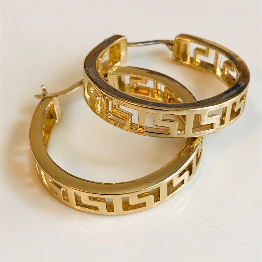 Geometric Cutout Gold Hoop Earrings
